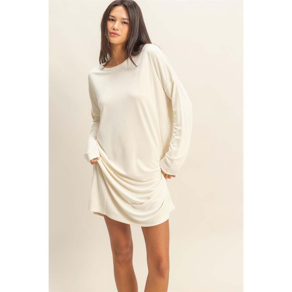 Ivory Long Sleeve Tshirt Dress
